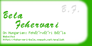 bela fehervari business card